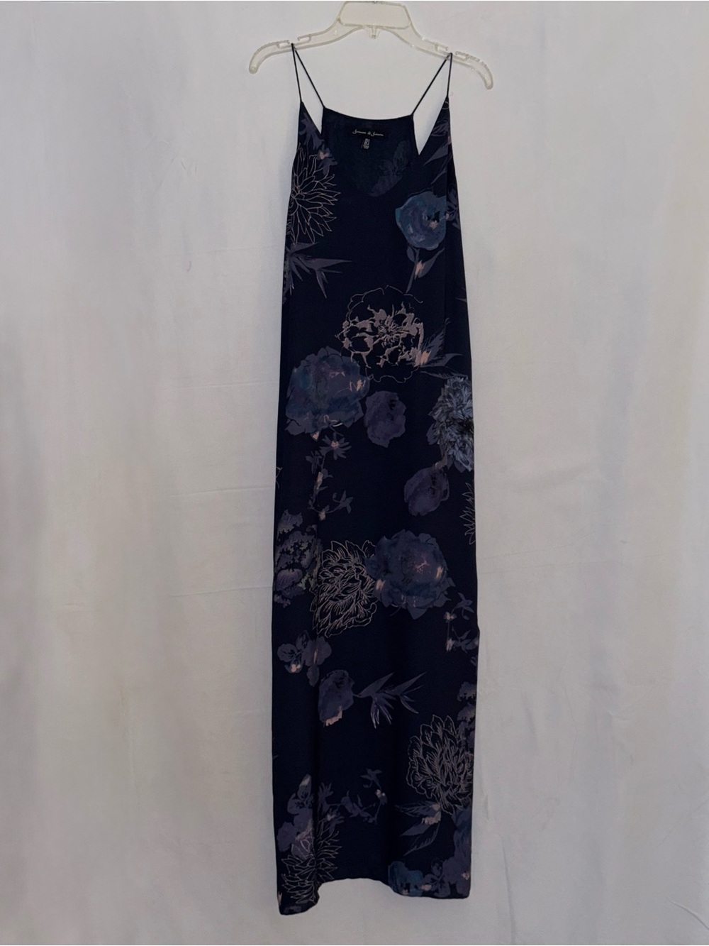 Jasmine & Juliana Floral Navy Blue Maxi Slip Dress with Spaghetti Straps Size 0